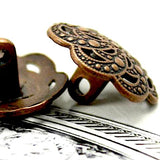 Running Low, Copper + Black Seven Scallop-Swirls 3/4" Shank Back Metal Button #SWC-15