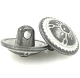 Gray and White Sunrays Button 1/2" Shank Back  #SWC-14
