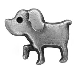 Tiny Dog Button, 1/2" / 12mm  Silver Metal Shank Back, #FJ-30