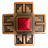Copper/Red Stone Cross Large Screw-Back Concho 1.5"  #SWH-121