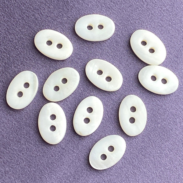 Tiny White Shell Oval, 2 hole button Mother of Pearl – The Button Bird