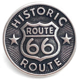 Re-Stocked, Route 66 Button, 7/16" Small Size, 12mm Shank Back Silver/Black #FJ-13