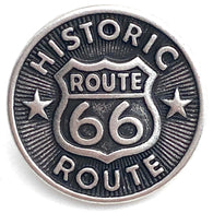 BULK DEAL Pack of 66, Route 66 Button, 3/4" Shank Back Silver/Black 19mm PACK OF 66 #SWC-136-66