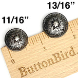 Re-Stocked Antique Dark Silver 'Santa Barbara' Domed Carved 11/16" Smaller Size, Shank Back #SK-2063