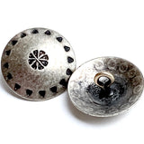 Southwest Concho Button, Wreath, Matte Nickel Silver, Shank Back 3/4"  #SW-1-DD-H
