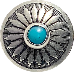 Re-Stocked, 5/8" Semi-Rustic Mesa Sunflower with 'Turquoise' Shank Back Southwest Button USA-Made #SW-96