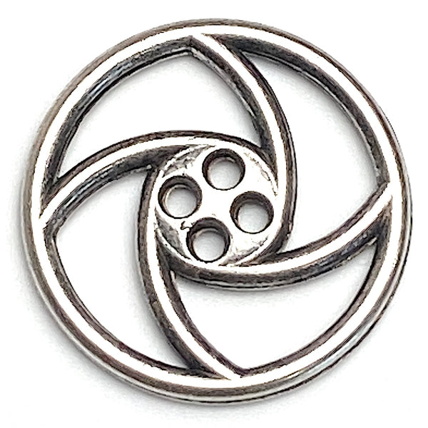 Re-Stocked, Whirligig Silver 7/8" Button 4 Hole Large Size 23mm Open Spiral #SK-1129