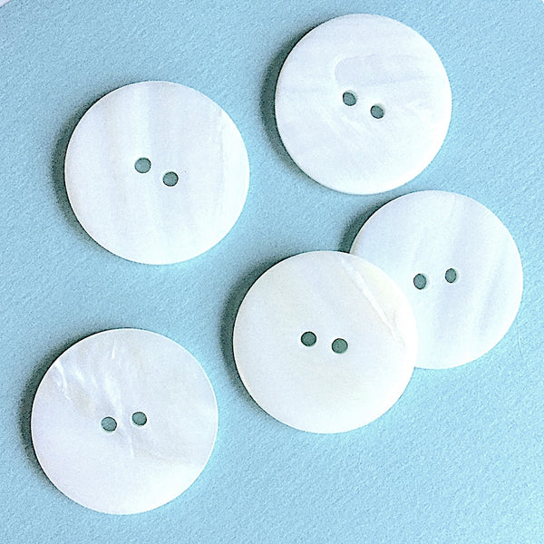 Bulk Deal 50 pcs. White River Shell 13/16" Iridescent 2-hole, 20mm, Pack of 50 #LP-149