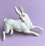 SALE, White Rabbit Large 2" Metal Enamel Bunny PIN by Susan Clarke #SC-31
