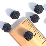 Monkey Fist Black 1/2" Vintage Woven Fabric Knot Buttons,  Smaller / 12mm #760