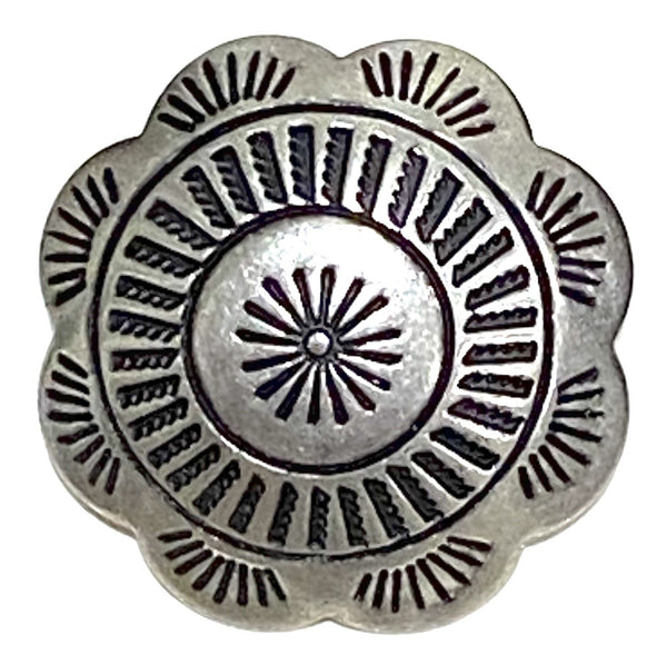 Running Low, Hollyhock Flower 1" Screw-Back German Nickel Silver Concho   #SW-230