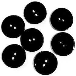 Re-Stocked, Black Shiny 1/2" Agoya Shell 2-Hole Button, Pack of 8,  #1227