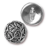 Bamboo Button Antiqued Silver 16mm  5/8" from Tierra Cast  #6569-12