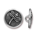 Dragonfly Silver / Black Button 5/8" from Tierra Cast  #6573-12