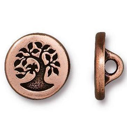 Bird in Tree Copper/Black Button  1/2" / 12mm  from Tierra Cast  #6583-18