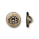 Lotus Small Antique Brass Button 1/2" TierraCast #6585-27