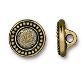 Beaded Bezel Button, Round 1/2" Antique Gold/Black from Tierra Cast (6587-26)