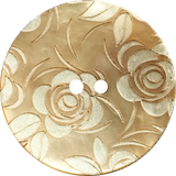 Golden Shell, White Roses Button, 15mm  5/8"  #1177
