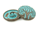 Tree of Life, Turquoise Patina 1" Metal Button Shank Back #SWC-31