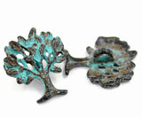 Tree of Life Small Turquoise Patina Metal Button 5/8"  #SWC-48
