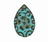 Green Patina Drop-Shaped "Antique" Button 11/16"   #SWC-55