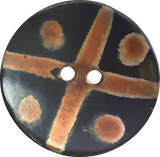 Dots + Cross Large Tribal Horn Button 1-1/2".  #721