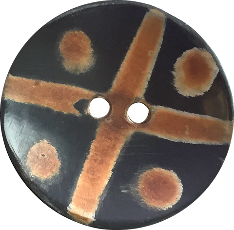 Dots + Cross Large Tribal Horn Button 1-1/2".  #721