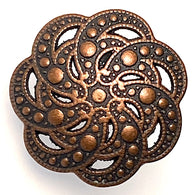 Running Low, Copper + Black Seven Scallop-Swirls 3/4" Shank Back Metal Button #SWC-15