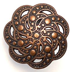 Copper+ Black, Seven Scallop-Swirls. 3/4" Metal Button #SWC-15