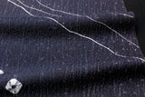 Exceptional Deep Blueberry Shibori Abstract Vintage Kimono Silk Crepe, 14" x 38" #4399