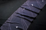 Exceptional Deep Blueberry Shibori Abstract Vintage Kimono Silk Crepe, 14" x 38" #4399