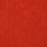 Hexagon Dancers Deep Orange Jacquard Fukureori, Vintage Kimono Silk from Japan 14" x 29"   #4273