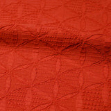 Hexagon Dancers Deep Orange Jacquard Fukureori, Vintage Kimono Silk from Japan 14" x 29"   #4273