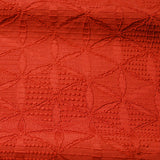 Hexagon Dancers Deep Orange Jacquard Fukureori, Vintage Kimono Silk from Japan 14" x 29"   #4273