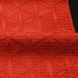 Hexagon Dancers Deep Orange Jacquard Fukureori, Vintage Kimono Silk from Japan 14" x 29"   #4273