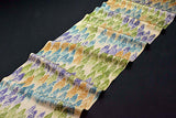 Snowstorm on Pale Gold Satin Vintage Kimono Silk 6.5" x 42"  #4680