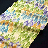 Snowstorm on Pale Gold Satin Vintage Kimono Silk 6.5" x 55"  #4680