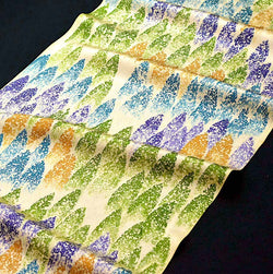 Snowstorm on Pale Gold Satin Vintage Kimono Silk 6.5" x 37"  #4680