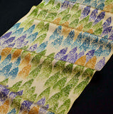 Snowstorm on Pale Gold Satin Vintage Kimono Silk, 14" x 18"  #4680