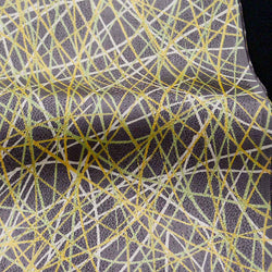 Threads Print on Gray Vintage Kimono Silk Satin Print from Japan, Small Piece 6.5" x 14"  #4581