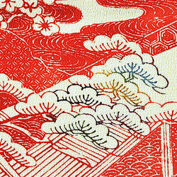 Last Piece, Love Letter from Japan, Bingata Kimono Silk Chirimen Crepe 14" x 62"  #4190