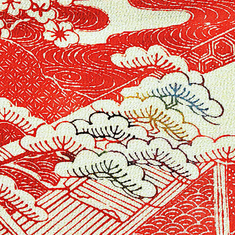 Last Piece, Love Letter from Japan, Bingata Kimono Silk Chirimen Crepe 14" x 62"  #4190