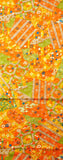 Sale, Orange Faux Patchwork Vintage Kimono Silk from Japan 14" x 64". #4504