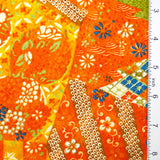 Sale, Orange Faux Patchwork Vintage Kimono Silk from Japan 14" x 64". #4504