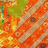 Sale, Orange Faux Patchwork Vintage Kimono Silk from Japan 14" x 64". #4504