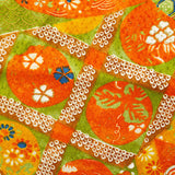 Sale, Orange Faux Patchwork Vintage Kimono Silk from Japan 14" x 64". #4504