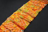 Sale, Orange Faux Patchwork Vintage Kimono Silk from Japan 14" x 64". #4504