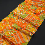 Sale, Orange Faux Patchwork Vintage Kimono Silk from Japan 14" x 64". #4504
