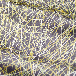 Last of This Silk, Threads Print on Gray Vintage Kimono Silk Satin Print from Japan, Small Piece 6.5" x 14"  #4581