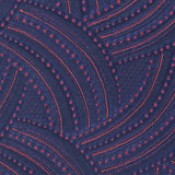 Last of This, Red Dots and Indigo Curves Vintage Kimono Silk Jacquard from Japan, 14" x 38" Piece,  #4471